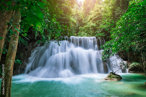 Fototapeta Naklejka Na Ścianę i Meble -  Huai Mae Khamin Waterfall level 3, Khuean Srinagarindra National Park, Kanchanaburi, Thailand