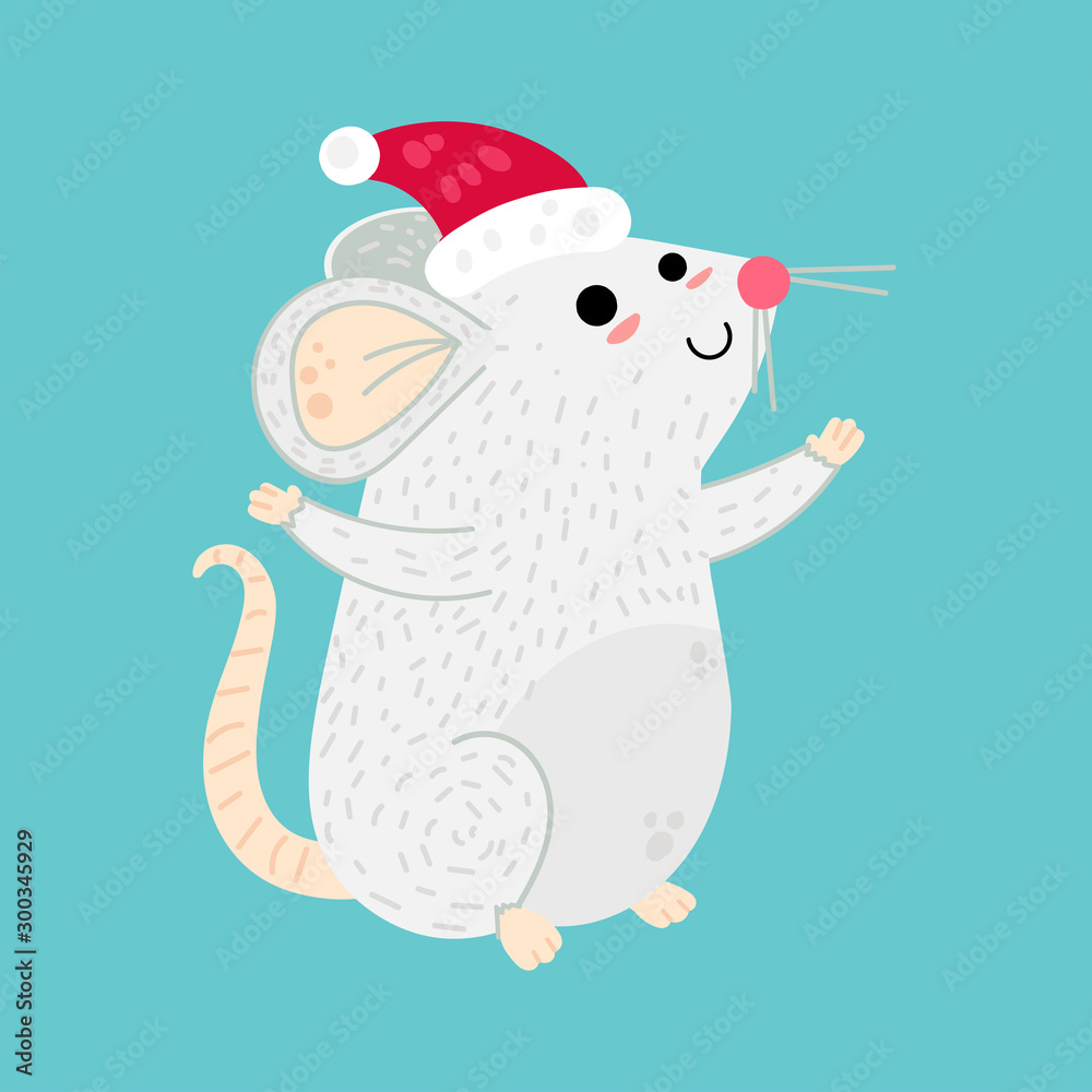 Xmas mouse cartoon character vector illustration Xmas mouse cartoon character vector illustration