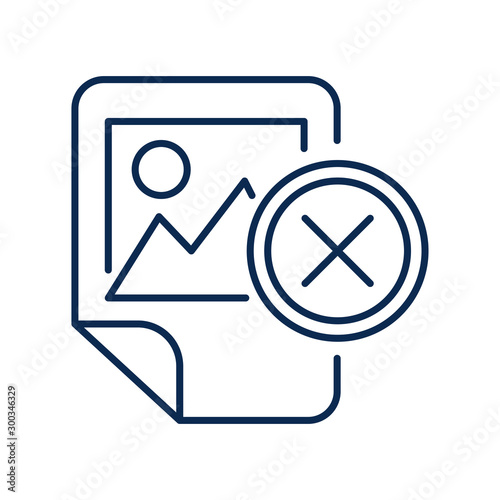 Image file deletion blue monochrome linear icon