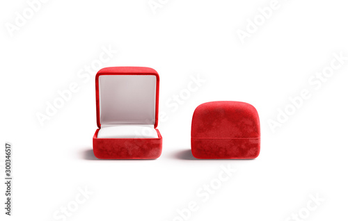 Fotografía Blank red opened and closed ring box mockup, front view