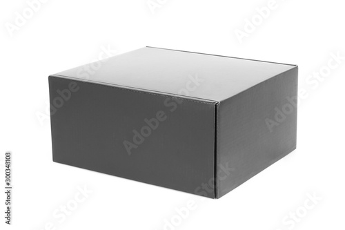 Black cardboard box on a white background