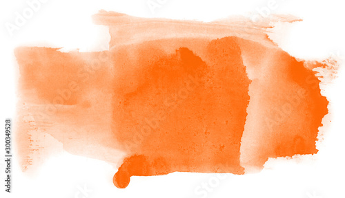 Abstract watercolor background hand-drawn on paper. Volumetric smoke elements. Orange color. For design, web, card, text, decoration, surfaces.