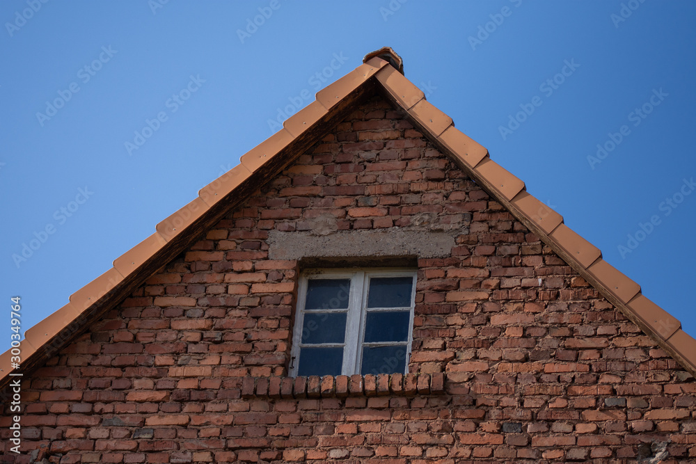 Detail of brick wall building , old window Detail of brick wall building , old window