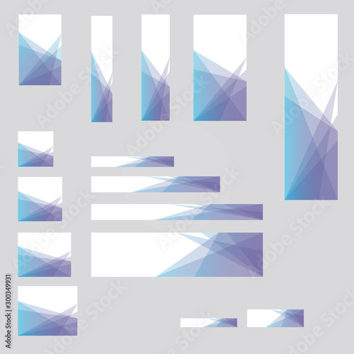 15 different sized banners background template design for desktop and mobile ads.