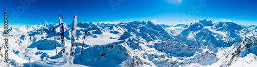 Winter panorama landscape from Mont Fort and famous Matterhorn, Dent d'Herens, Dents de Bouquetins, Weisshorn  Tete Blanche in the background, Verbier, 4 Valleys, © Gorilla