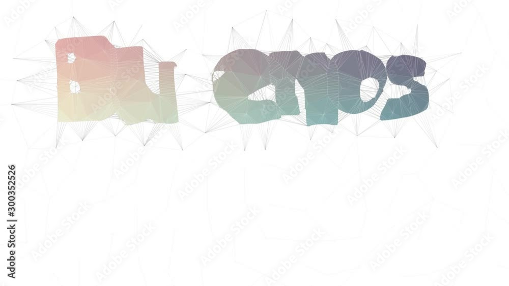 Buenos Dias Text Transforming Tessellated Looping Triangles Text Morph