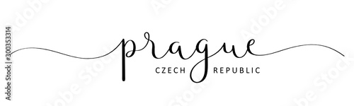 PRAGUE, CZECH REPUBLIC black vector brush calligraphy banner with swashes