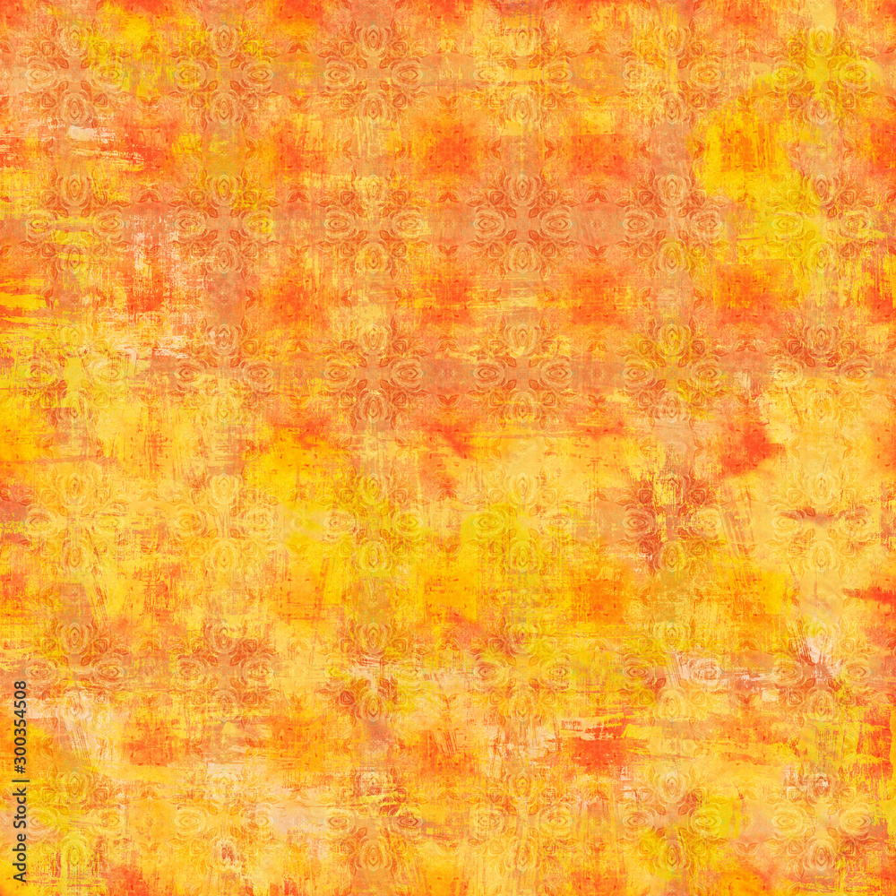Yellow-orange shabby vintage patterned background