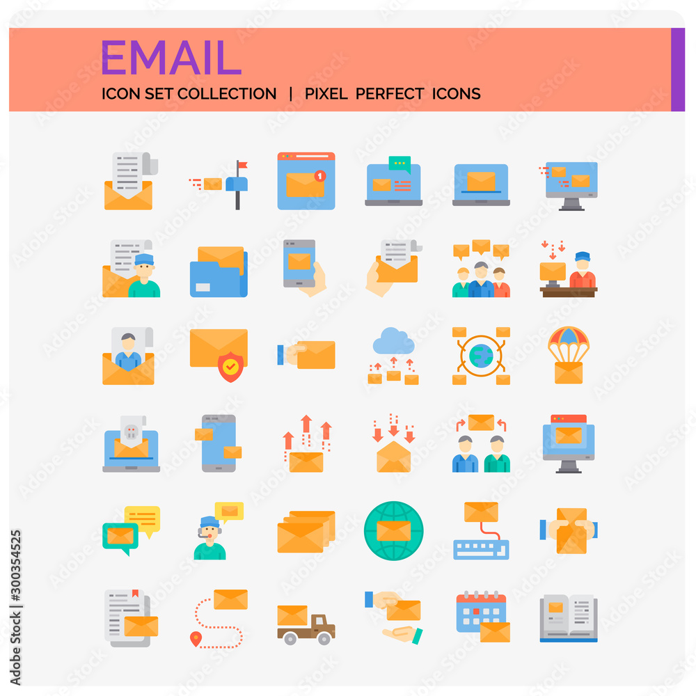 Email Icons Set. UI Pixel Perfect Well-crafted Vector Thin Line Icons. The illustrations are a vector.