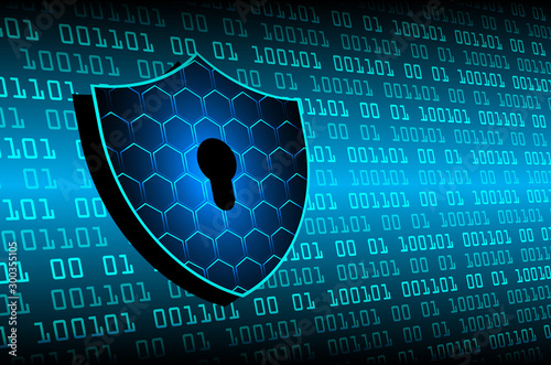 Closed Padlock on digital background, cyber security