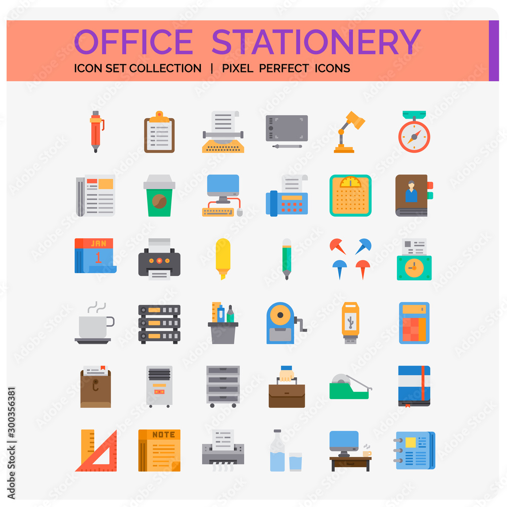 Office Stationery Icons Set. UI Pixel Perfect Well-crafted Vector Thin Line Icons. The illustrations are a vector. Office Stationery Icons Set. UI Pixel Perfect Well-crafted Vector Thin Line Icons. The illustrations are a vector.