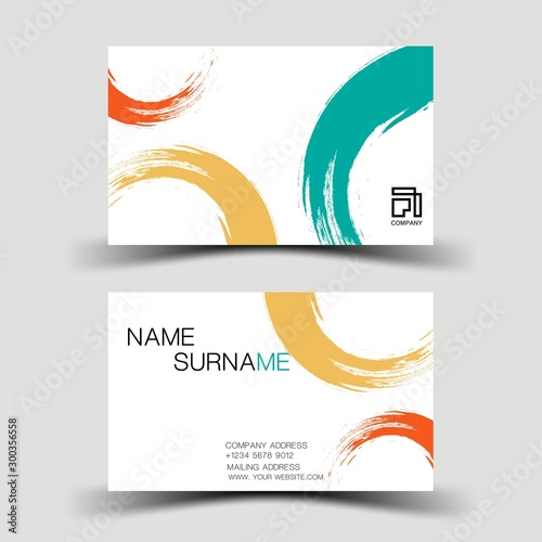 Colourful business card design on the gray background. With inspiration from the abstract. Vector illustration EPS10. 