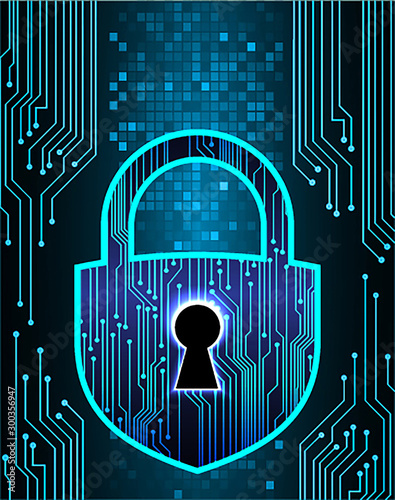 Closed Padlock on digital background, cyber security