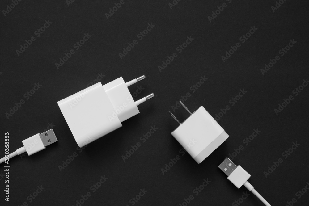 custom made wallpaper toronto digitalClose up the Smart Phone Charger Cable on black Background. copy space