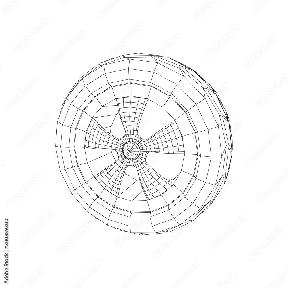 Automobile rubber car wheel tire and rim. Wireframe low poly mesh vector illustration. Auto service repair concept. Automobile rubber car wheel tire and rim. Wireframe low poly mesh vector illustration. Auto service repair concept.