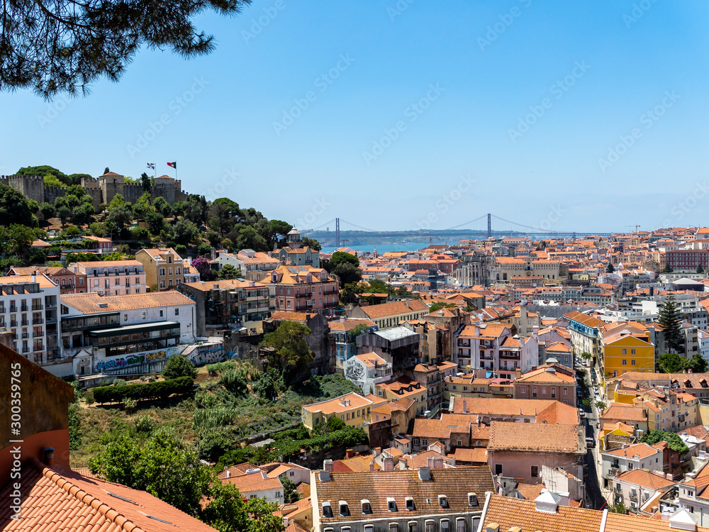 View from Miradouro da Graça to the old town of Lisbon, Lisbon, Portugal