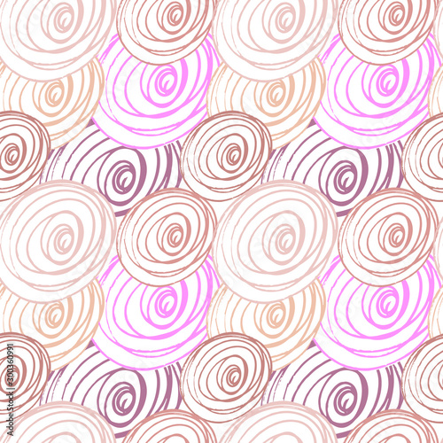 Pink vector seamless pattern. Hand painted lines, rounds and circles on white background.