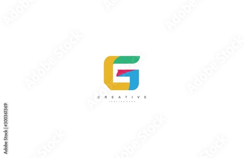 initial letter G modern simple multicolor logotype