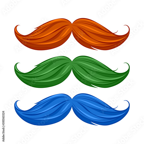 Colorful mustaches background poster. Men's health concept.