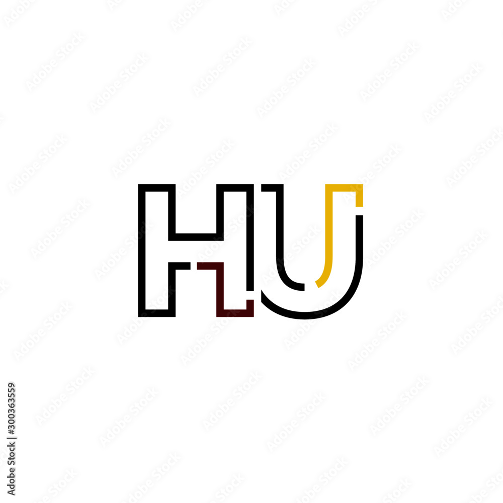 Letter HU logo icon design template elements
