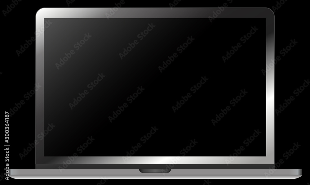 Realistic modern silver metal notebook isolated on black background. Digital display mockup template. Vector illustration Realistic modern silver metal notebook isolated on black background. Digital display mockup template. Vector illustration