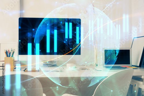 Wallpaper Mural Forex market graph hologram and personal computer on background. Double exposure. Concept of investment. Torontodigital.ca