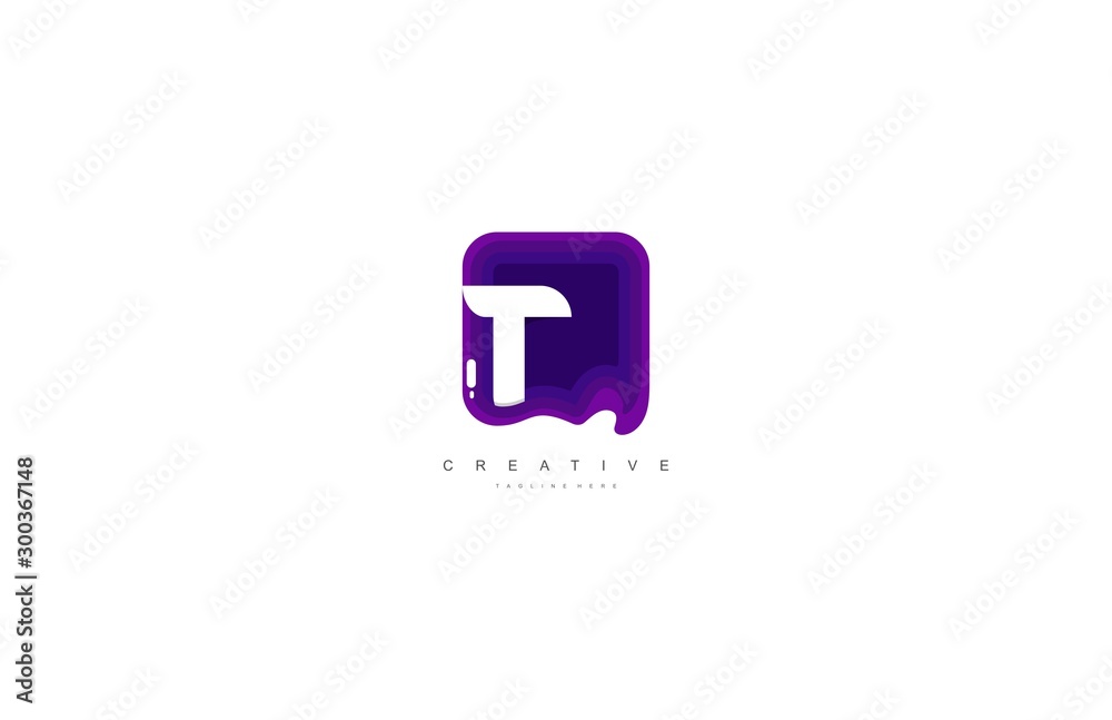 Initial Letter T Abstract Trendy Paper Art Style Logotype Initial Letter T Abstract Trendy Paper Art Style Logotype