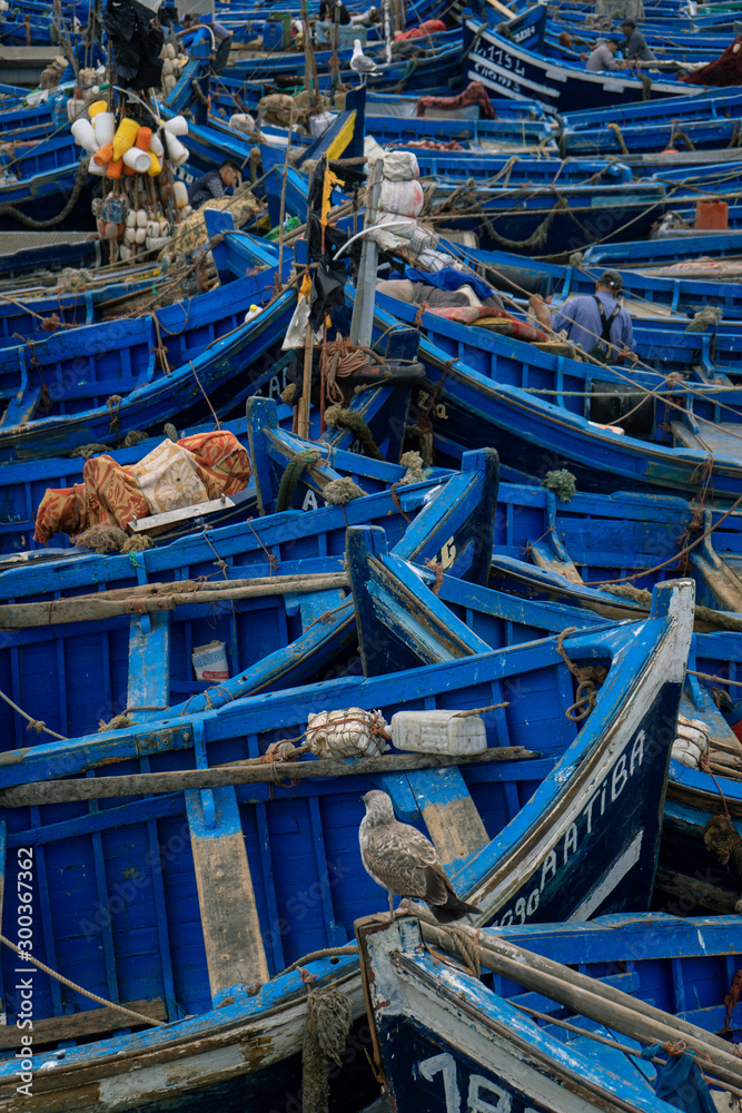 Boats of Moroccan fishermen in the port