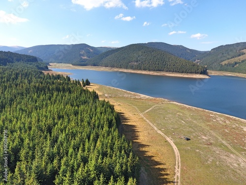 Beautiful Romanian lakes and mountains. Drone footage.