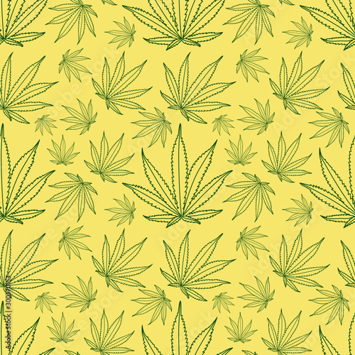 Cannabis pattern yellow vector illustration