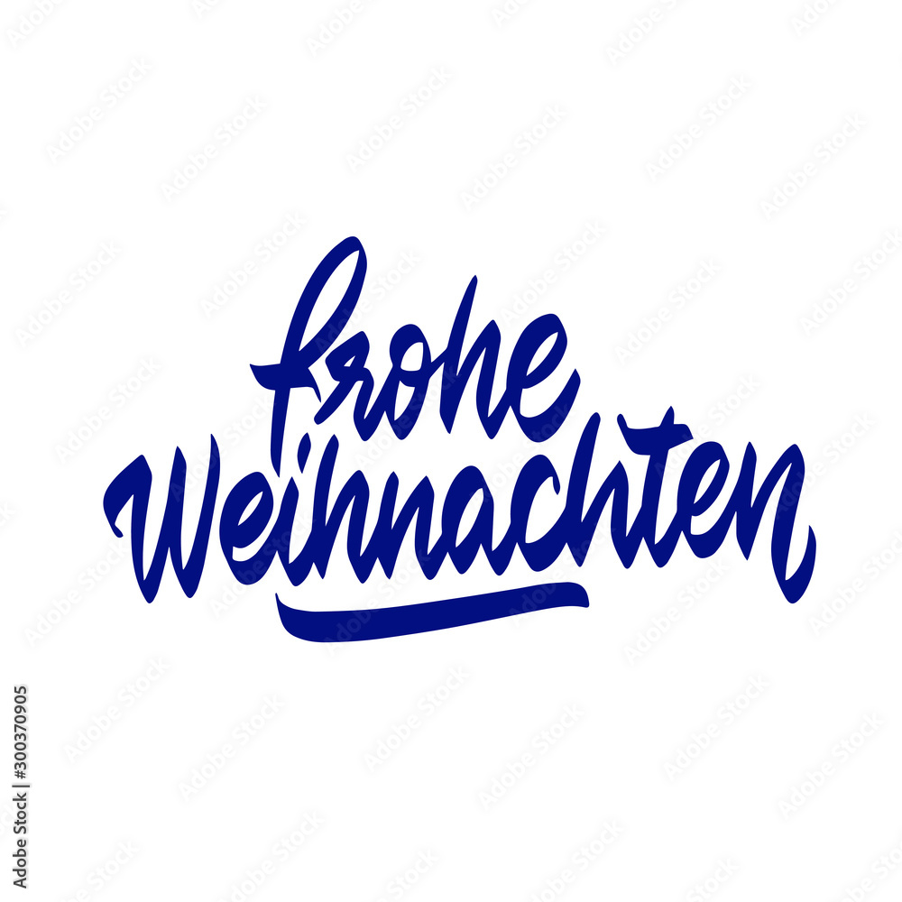 Obraz premium Merry Christmas German language. Vector Xmas greeting card ink calligraphy brush lettering.