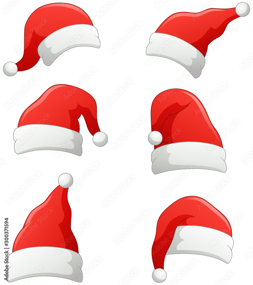 Set of christmas Santa Claus Hats isolated on white background. Vector illustration Set of christmas Santa Claus Hats isolated on white background. Vector illustration
