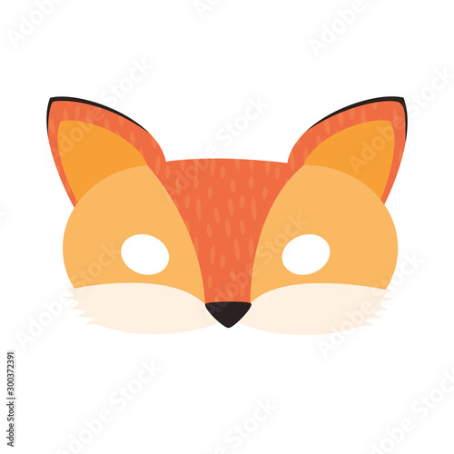 illustration of a cartoon orange fox forest animal carnival mask. mask on the eyes of a masquerade. vector