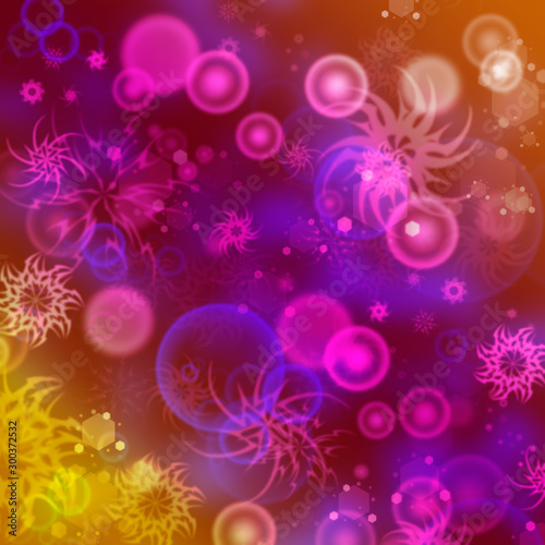 Christmas abstract background with bokeh  snowflakes  balls  Christmas and new year decor