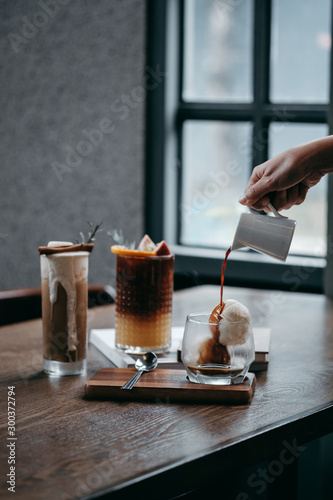 cup of coffee on table in cafe
