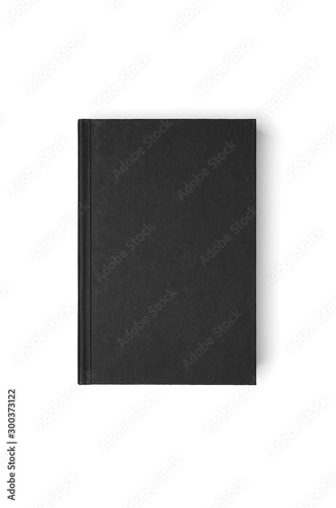 Black hardcover book mockup isolated on white background.