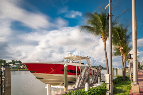 Boat on a lift Miami Beach long exposure motion blur photo