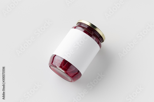 Pickled beets jar mockup. Blank Label. photo