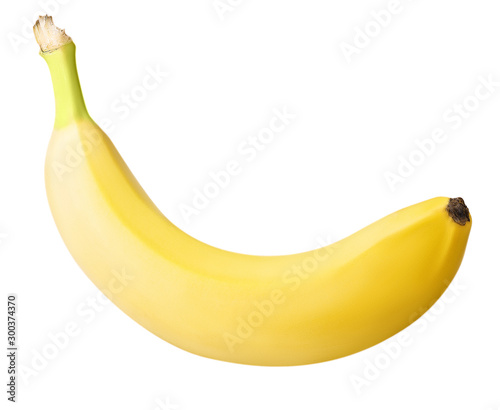 one banana isolated on white background with clipping path