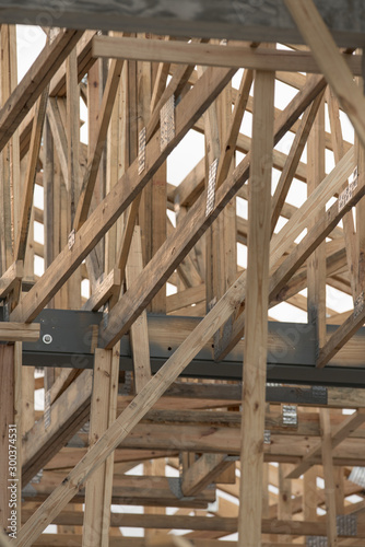 Wood beams home roof construction