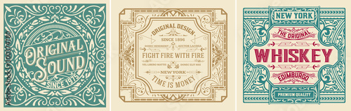Set of 3 Vintage Labels Templates. Vector layered