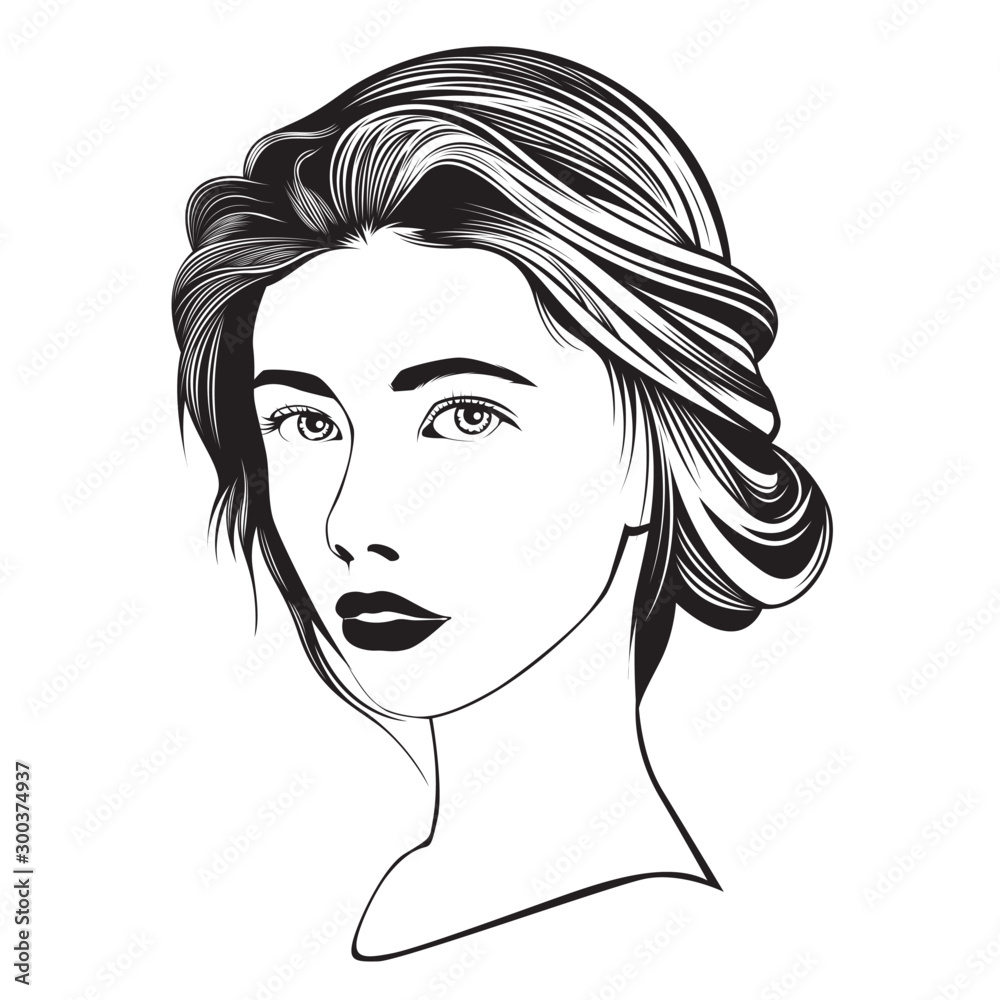 Fototapeta premium Girl's face and hairstyle Under the design concepts related to fashion and beauty