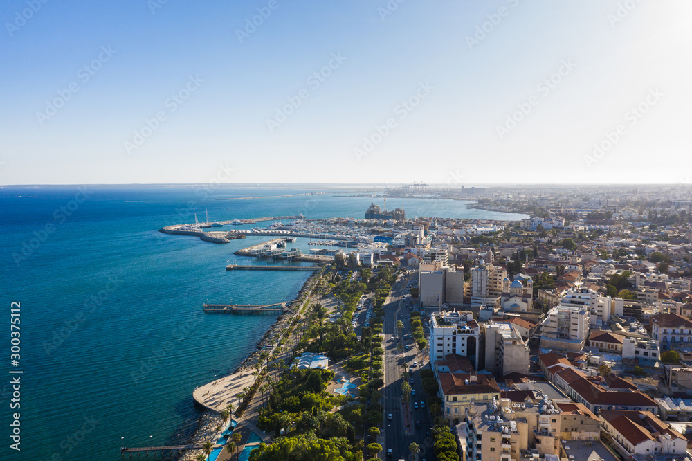 Aerial view of the promenade in Limassol