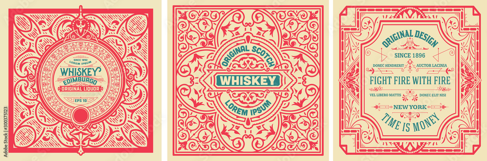 Liquor label with design elements