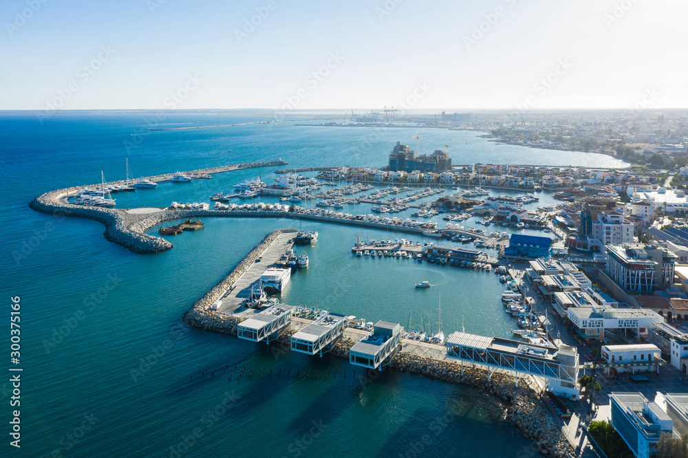 Aerial view of the new marina in Limassol