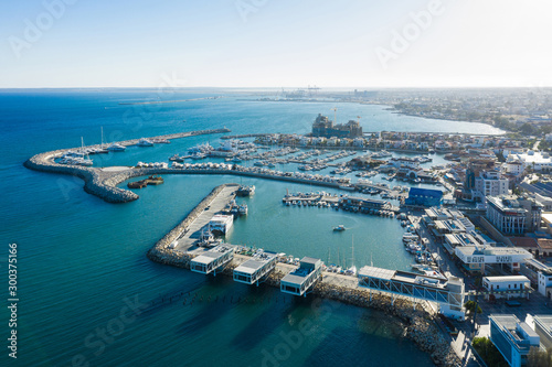 Aerial view of the new marina in Limassol