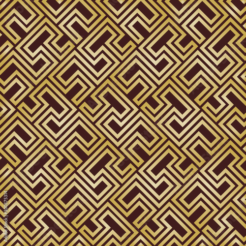 Seamless background for your designs. Modern vector golden ornament. Geometric abstract golden pattern