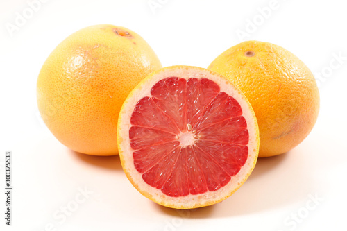 juicy red grapefruit and slices