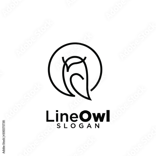 owl line logo icon design vector illustration