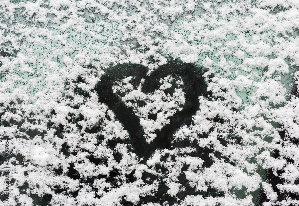 I love winter phrase on the car window. Winter concept I love winter phrase on the car window. Winter concept